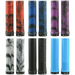 TPR Bicycle Grips Integrated Bicycle Handlebar Grips Aluminum Alloy Lock on Bicycle Handles Non-slip MTB Cuffs Bike Part