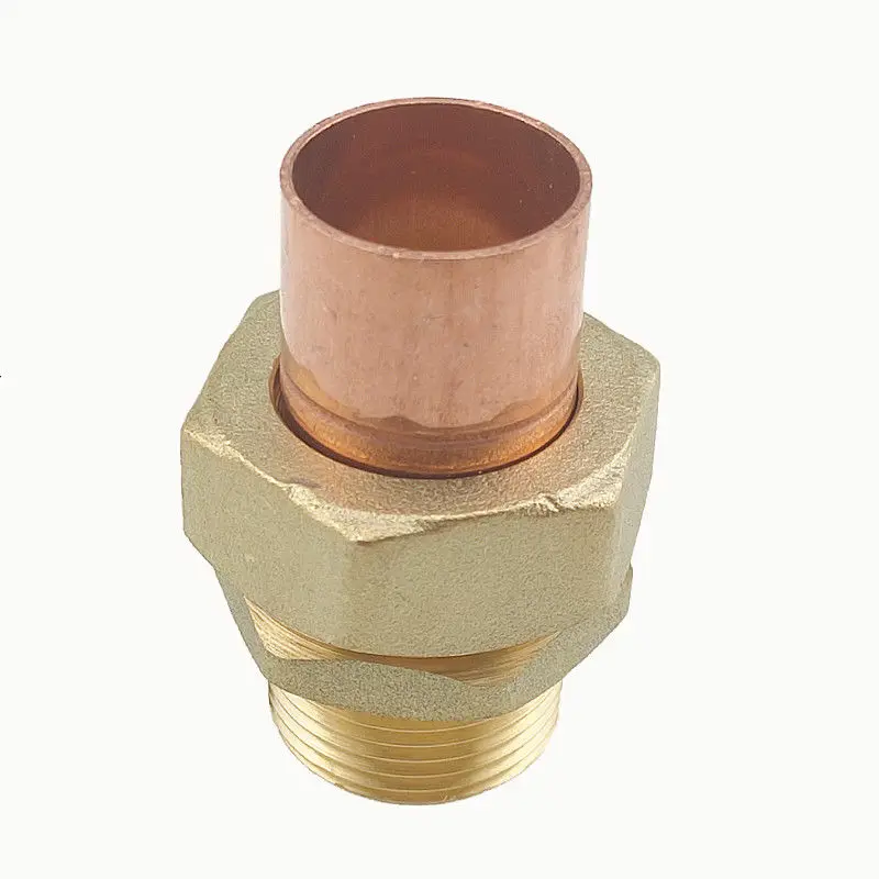 Brass BSP Male Thread + Copper Fitting Straight Union Nut Socket Welding Pipe Connector for Air Conditioning Refrigeration