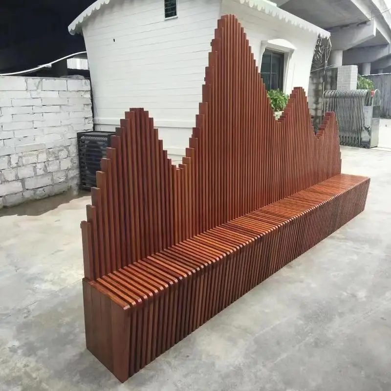 

Outdoor heavy bamboo park chair Beijing special-shaped bamboo seat pineapple grid outdoor leisure bench heavy bamboo manufacture