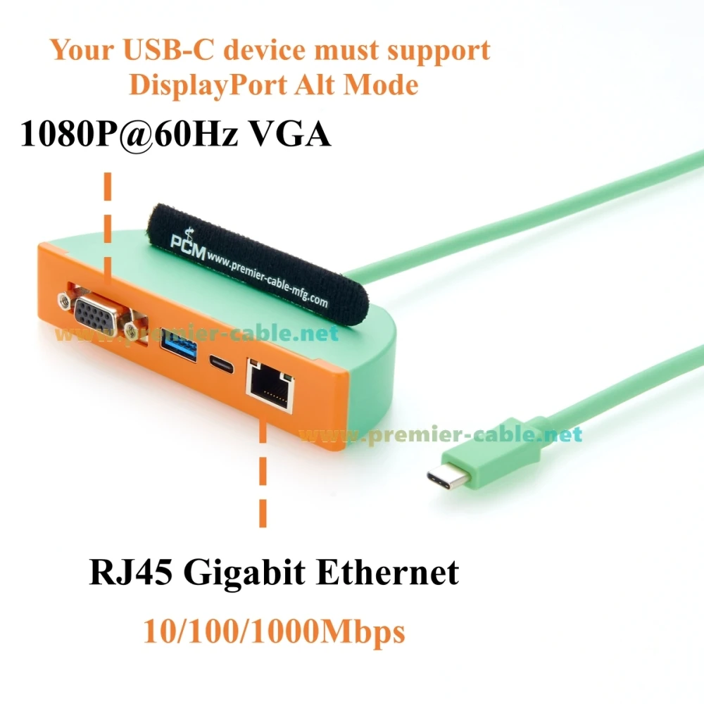 4-in-1 USB-C-Hub-Multiport-Adapter, 1080P VGA, RJ45 Gigabit Ethernet, USB 3.2 Gen 2 10Gbps USB-C & USB-A Datenanschlüsse, für macOS – Detail 5