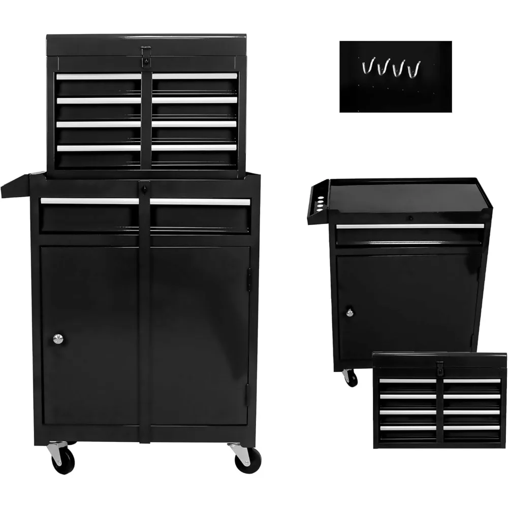 

Rolling Tool Chest with Wheels and 5 Drawers,Detachable Tool Storage Cabinet with One Adjustable Shelf Tool Box on Wheels Remova