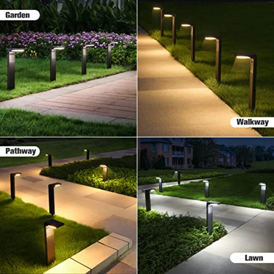 Lampes solaires de voie, paquet de 12, avec double Mode d'éclairage blanc chaud et blanc froid, Design moderne, lumières solaires extérieures étanches, id