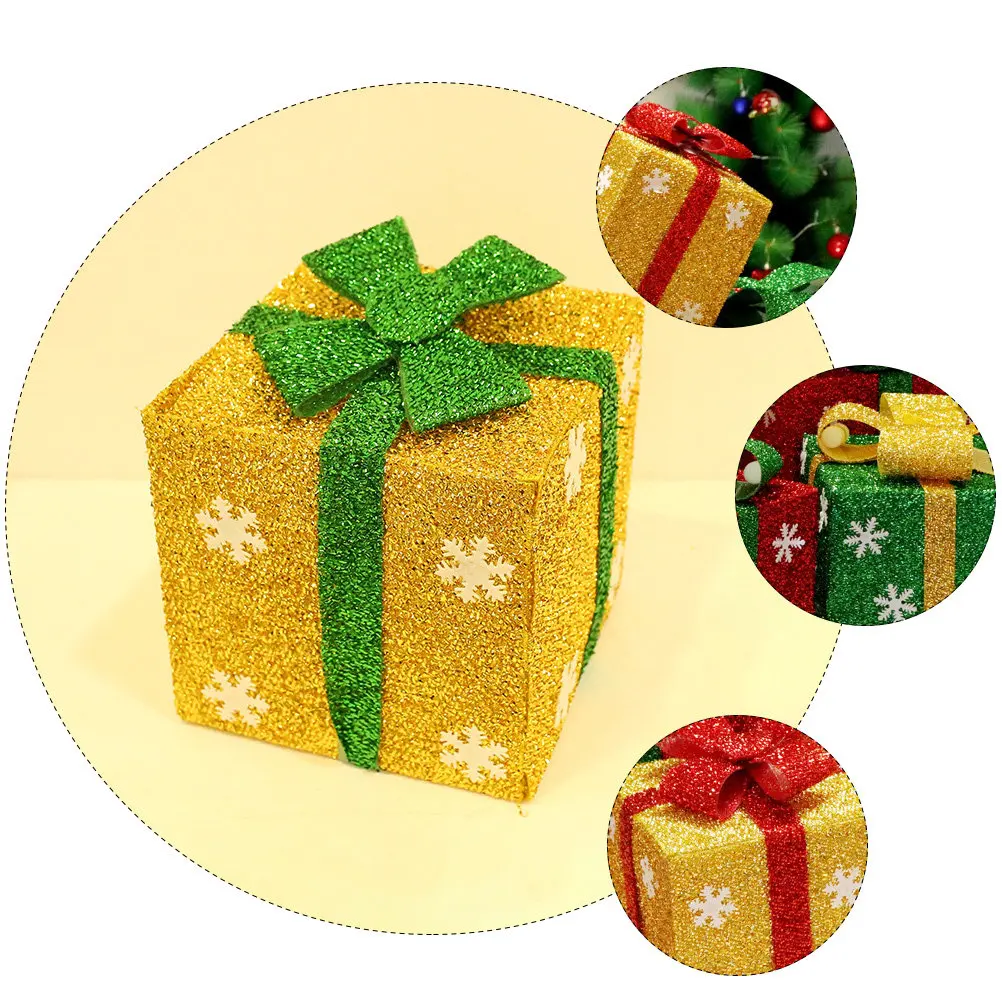 

3pcs Snowflake Gift Box Foldable Pvc Christmas Decorations For Holiday Home Party Scene Layout Decorative Gift Packing Supplies