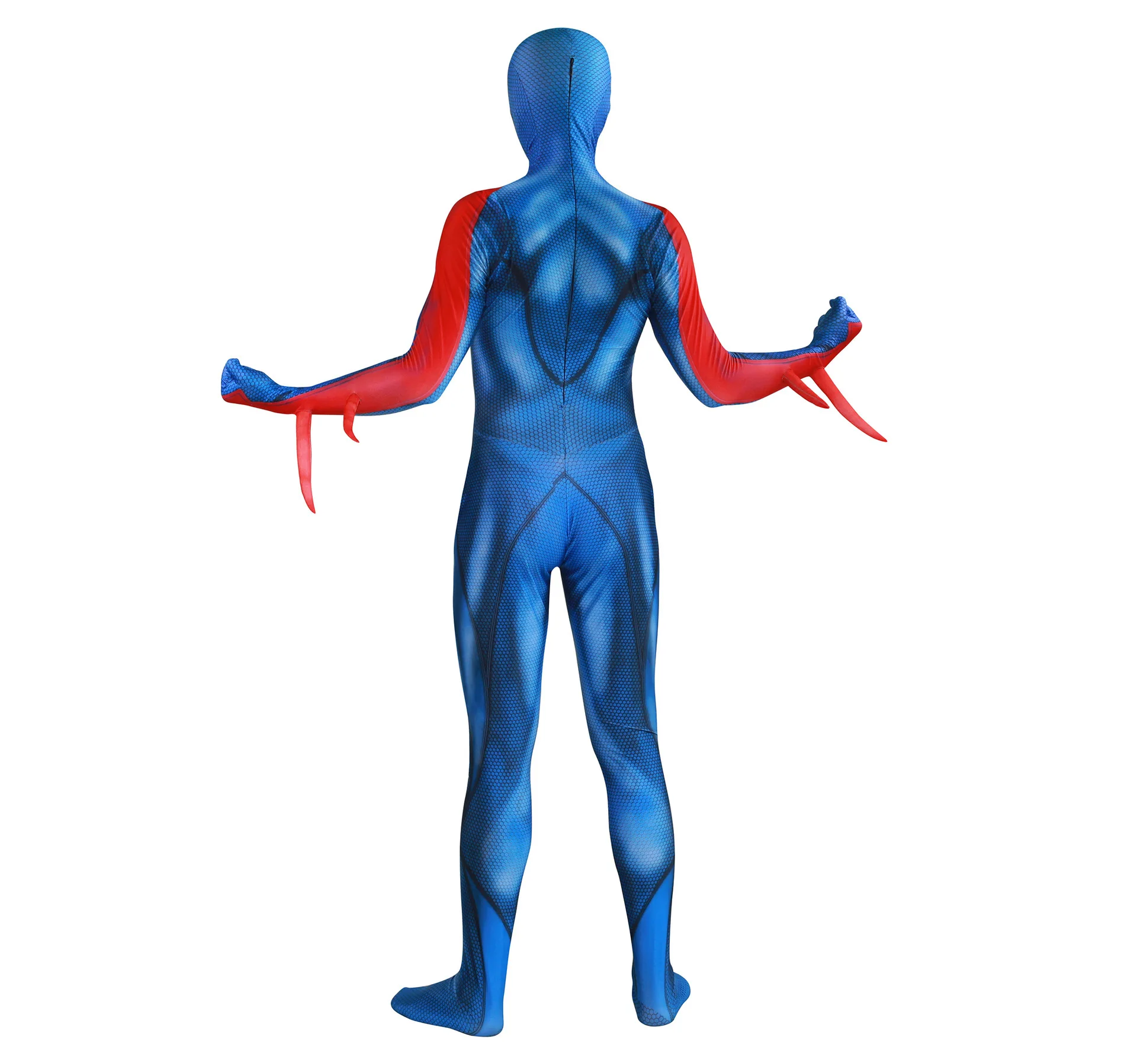 High Quality Spider Super Hero Cosplay Blue Verse Costume Spandex Jumpsuit Halloween for Kid