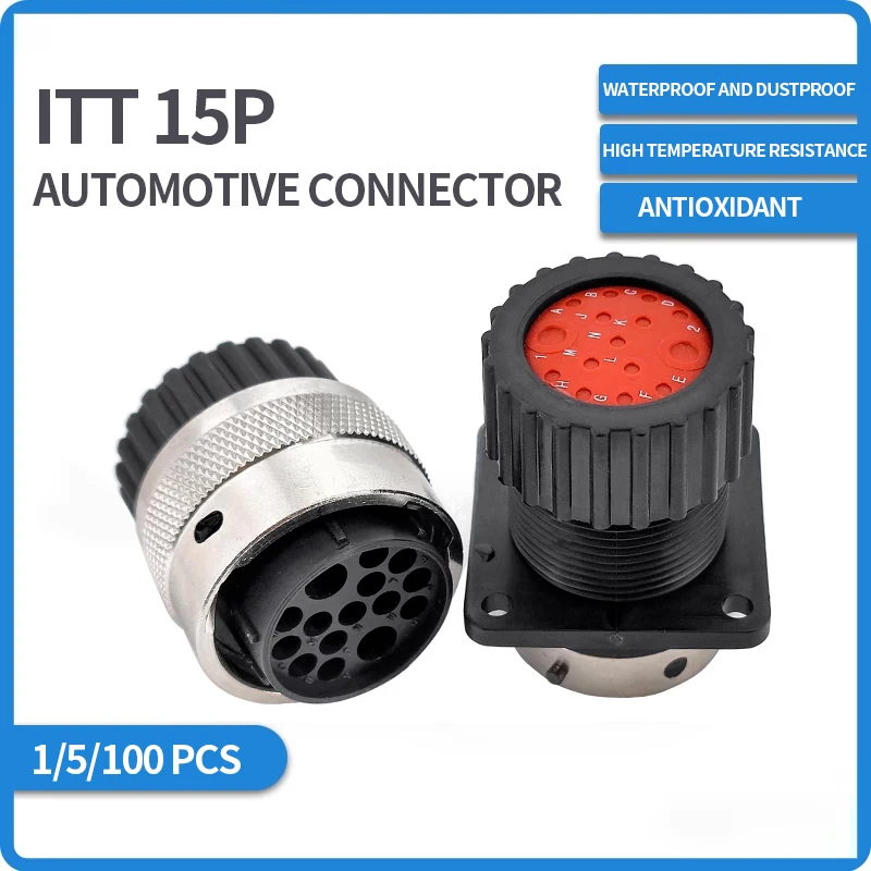 

1/5/100 PCS 15Pin ITT Aviation Wiring Plug Auto Waterproof Connector Terminal 192900-0581 192900-0582