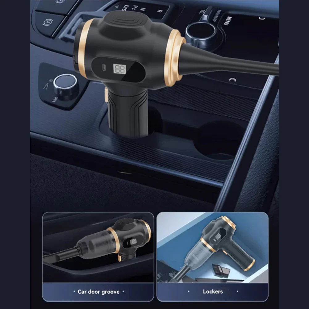 18*16.5*7cm Car Vacuum Cleaner Versatile Cleaning Performance Dual Power Suction Extended Flat Suction Head High Power Suction