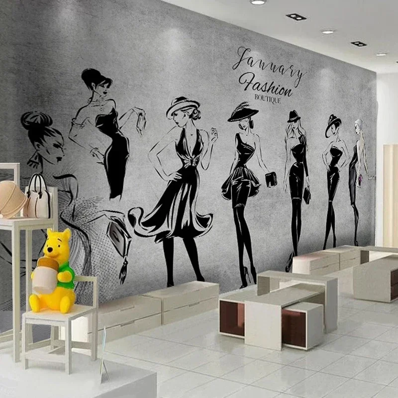 Custom 3D Photo Wallpaper Hand Painted Fashion Beauty Clothing Store Tooling Background Wall Painting Waterproof Wallpaper Mural