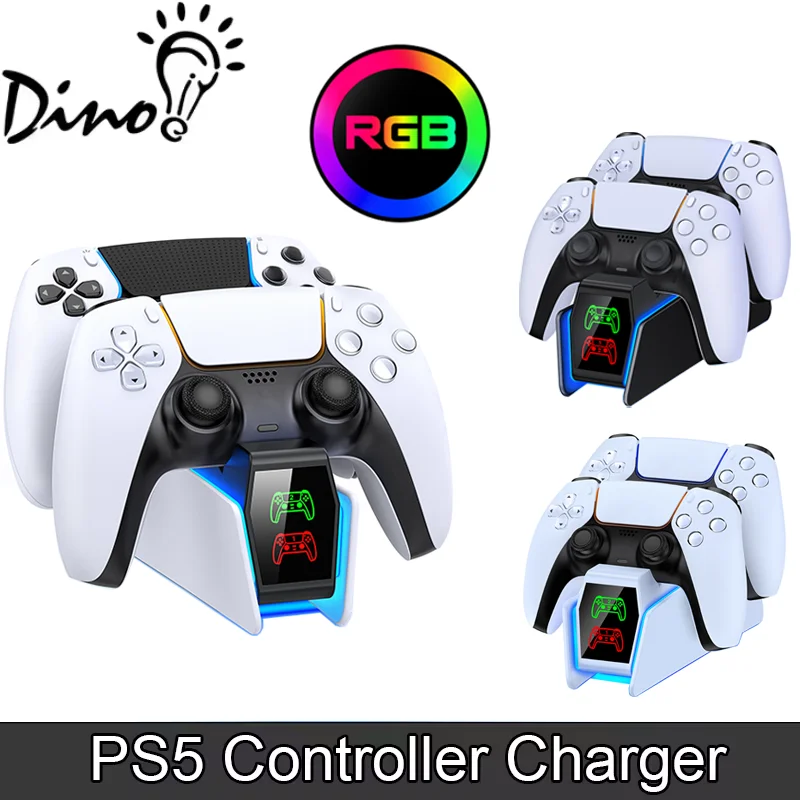 

FC300 PS5 Controller Charger with RGB Light Dual Stand Charger Dock PS5 Controller charger Station Accessories for PlayStation 5