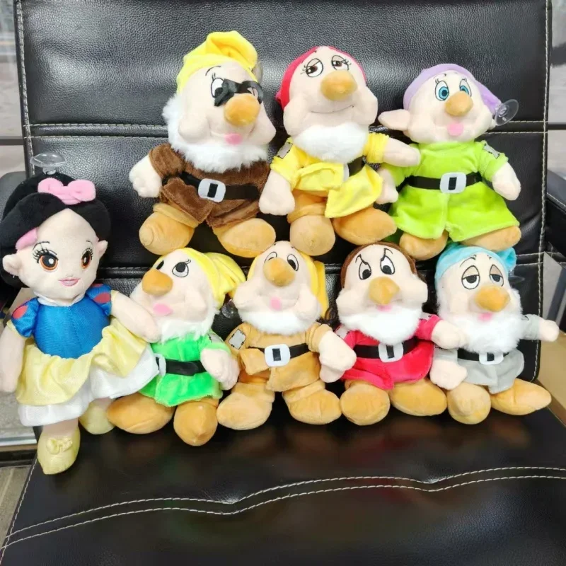 8pcs/lot Anime Disney Snow White and the Seven Dwarfs Plush Toy Cartoon Princess Stuffed Doll Pillow home decor birthday gift