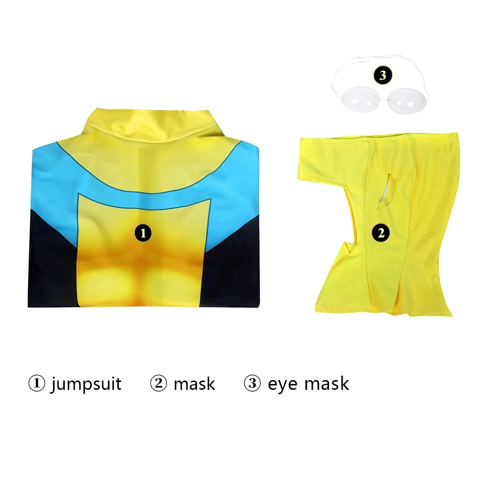 Zentai Cartoon Onoverwinnelijk Cosplay Kostuum Superheld Mark Grayson Bodysuit Halloween Maskerade Coole Print Kleding