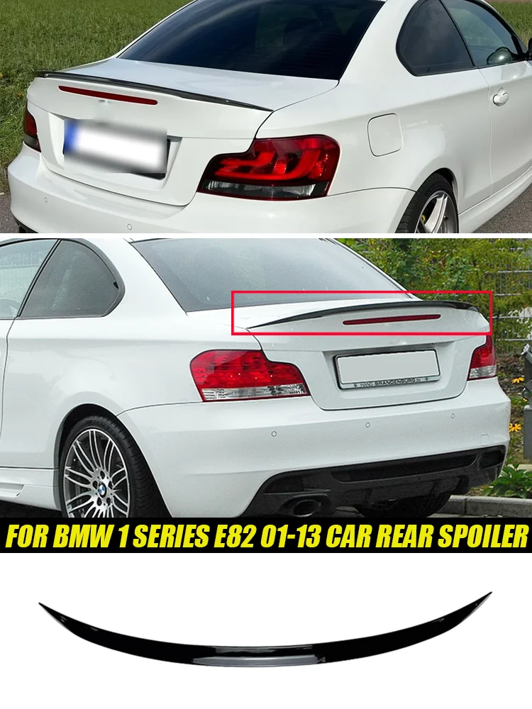 Für BMW Zubehör Serie 1 E82 Coupé 2007-2013 Auto-Heckklappenspoiler Flügel Lippe Glänzend Schwarz Weichplastik – Detail 1