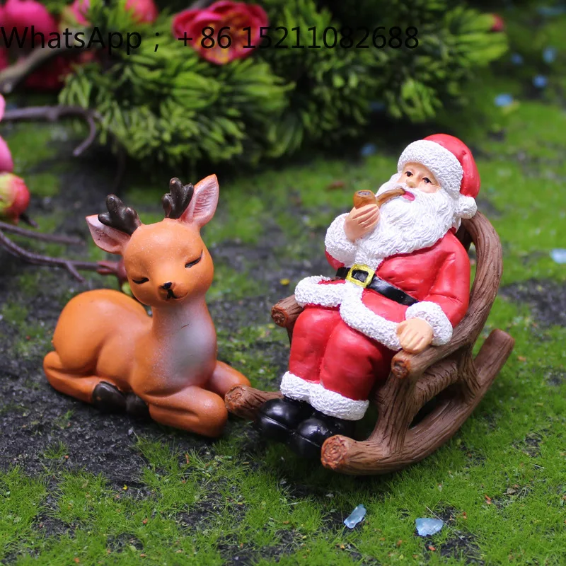 LLY new Santa husband sitting rocking chair ornament Christmas tree festival old man gift tabletop ornament