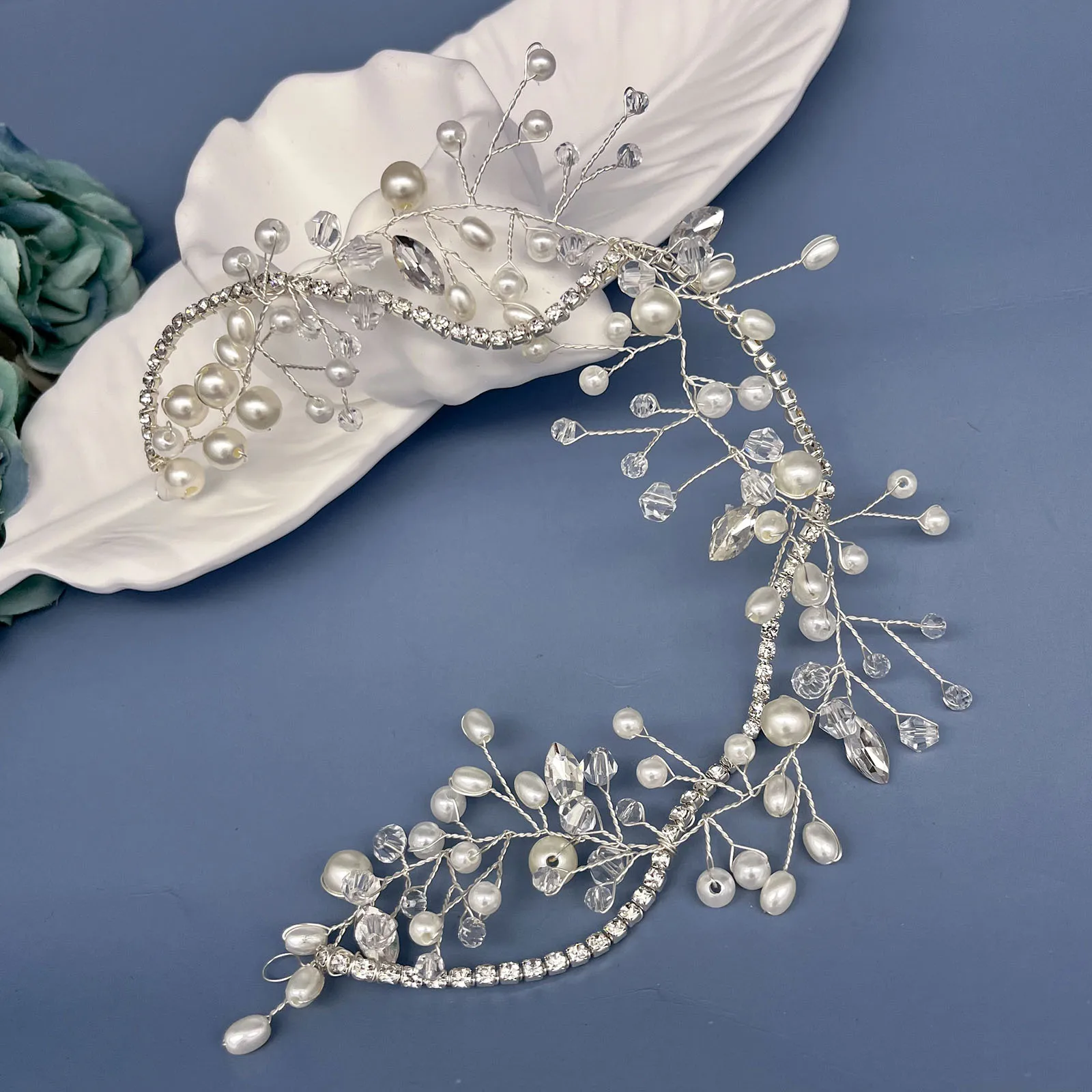 DZ238 Accesorios para el cabello de boda hechos a mano para mujer Tiara diademas nupciales coronas de perlas Tiaras de novia simples tocados de fiesta regalos