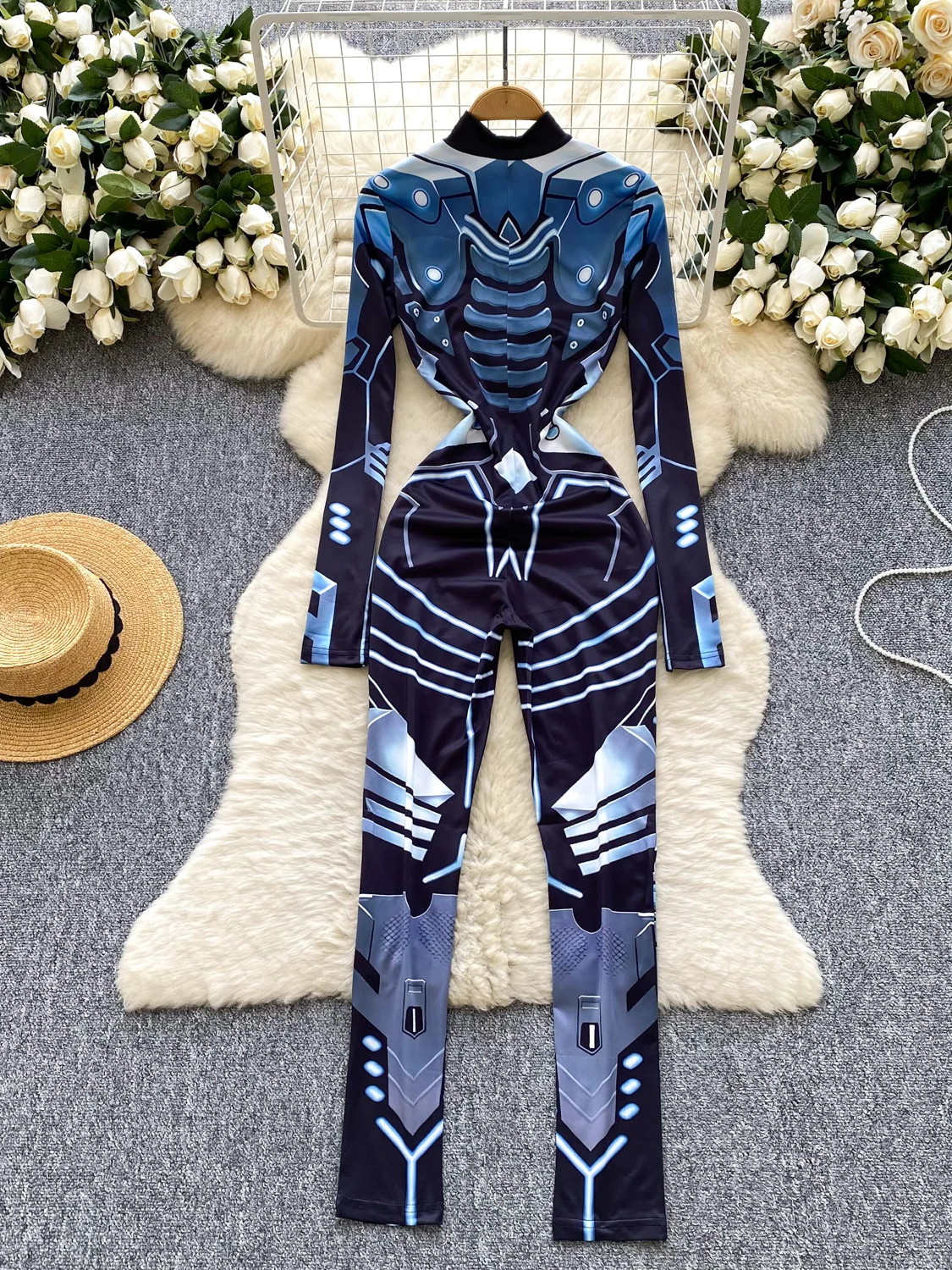 Faionable High Ne Long Sve Slim Fit Onesie สําหรับผู้หญิงเดินทาง Sle ขาตรงกางเกงขายาวเอวสูงออนไลน์พิเศษ