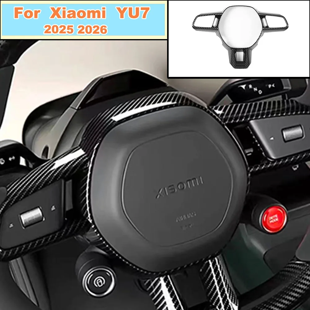 

5D Carbon Fiber Steering Wheel Trim Cover For Xiaomi YU7 2025 2026 car Steering Frame Decorative Ring Interior