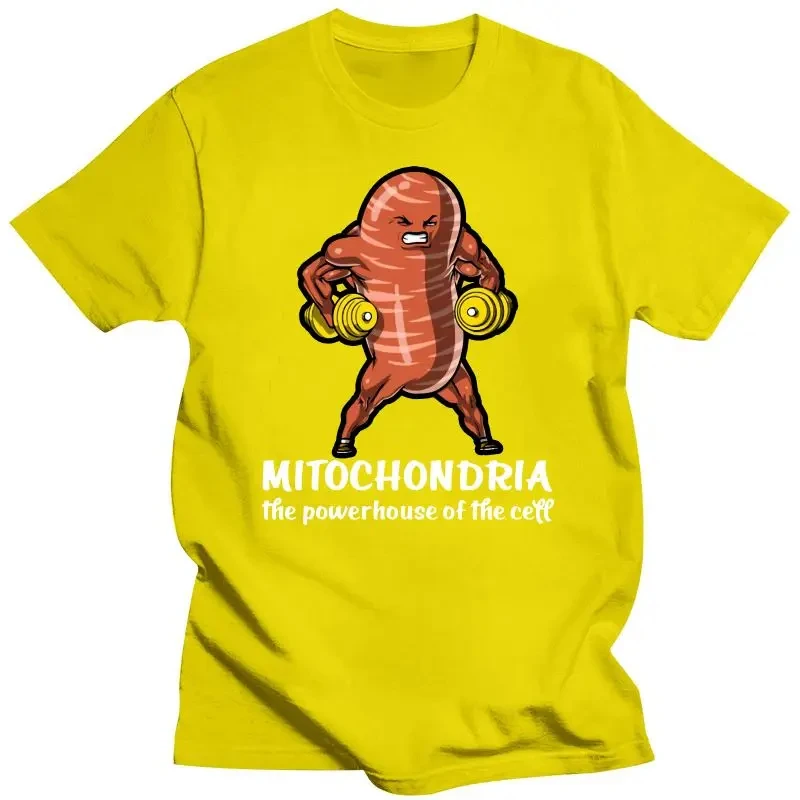 New biological mitochondrial cell printed T-shirt trendy funny new biological solid color men\'s and women\'s round neck T-shirt