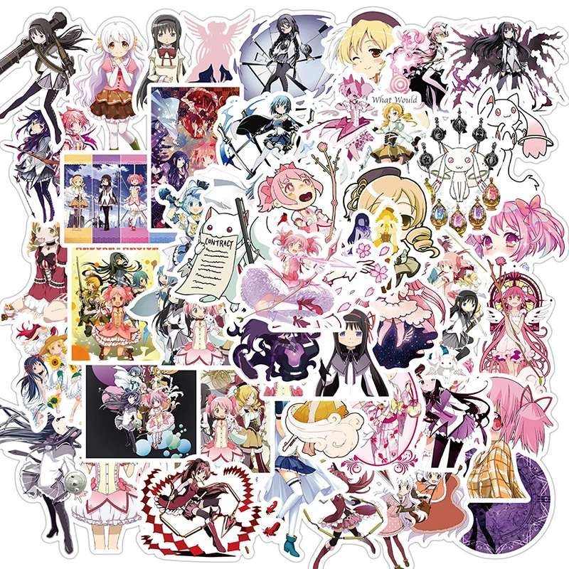 50PCS Puella Magi Madoka Magica Stickers For Laptop Skateboard Decal Stickers