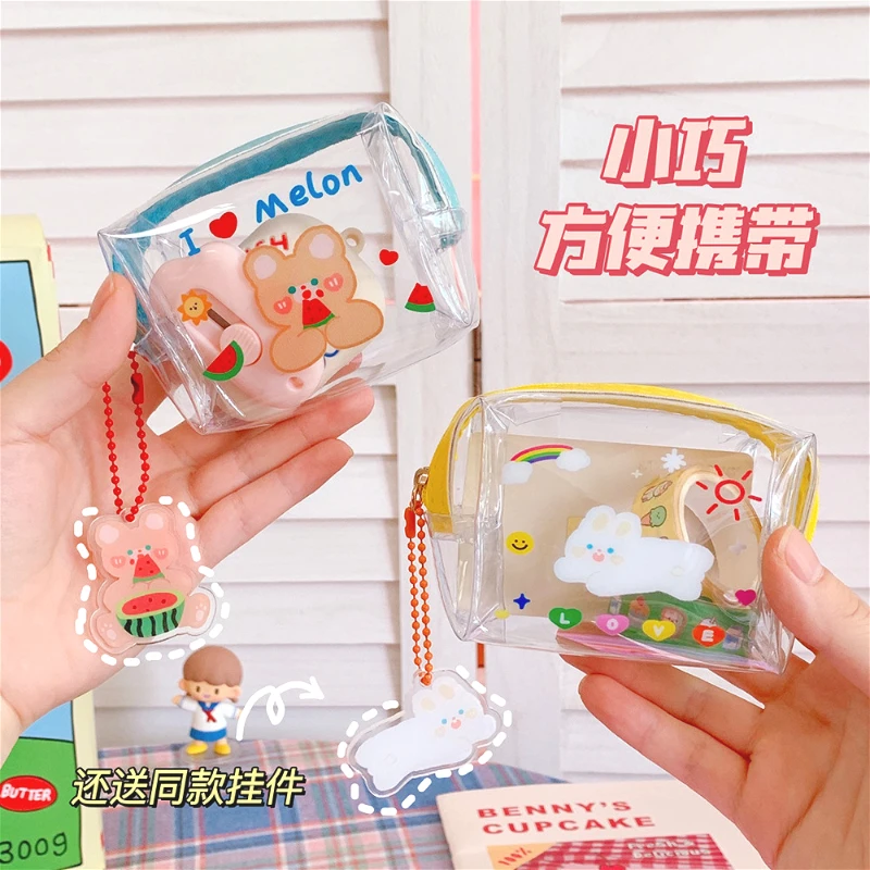 Cartoon Jelly Mini Zipper Pouch Storage Bag Lovely Wallet Cosmetic Bag Key Coin Purse PVC Transparent with Keyring Waterproof