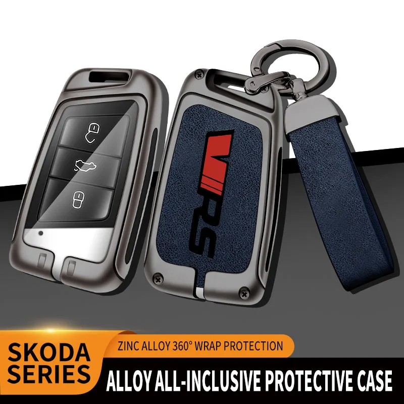 Car Zinc Alloy Key Case Bag For Skoda VRS Kodiaq Kamiq Rapid RS Superb Scala Fabia Karoq Octavia 3 Car Key Chain Metal Key Shell