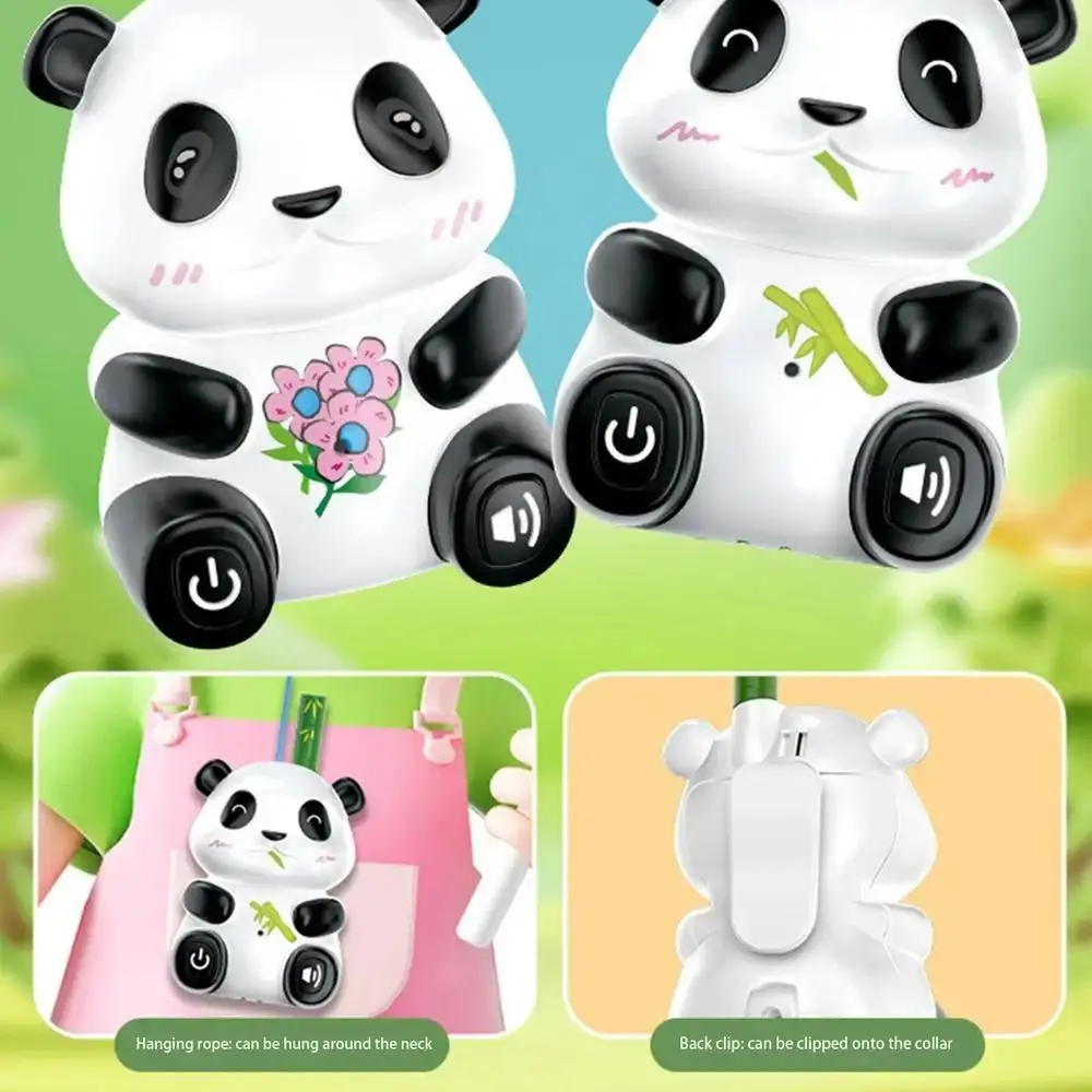 2Pcs Panda Kids Walkie Talkie Toys Cartoon No Radiation Portable Wireless Walkie-Talkies Creative with Hang Rope