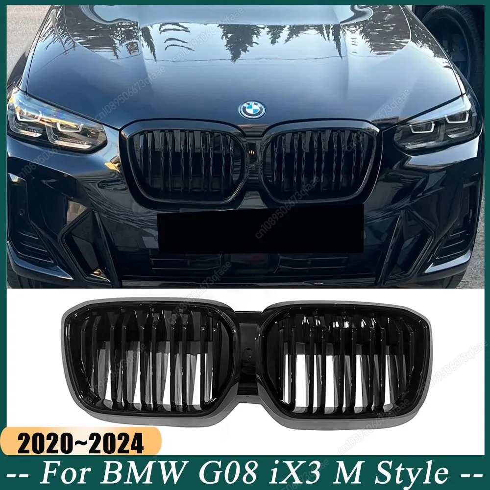 

Double Line Car Front Bumper Kidney Grille Racing Grills Body Kits For BMW G08 iX3 M Style 2020 2021 2022 2023 2024 Black Tuning
