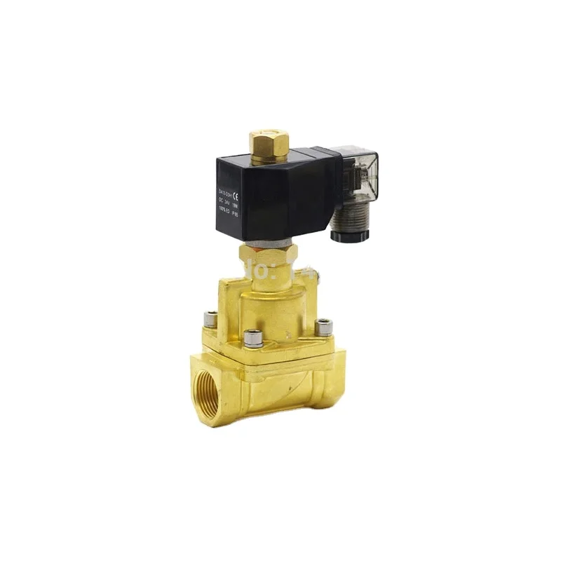 GOGO Normally open 16bar Brass high temperature steam 2 way solenoid electric water valves 1 1/4 24V DC Orifice 35mm PTFE