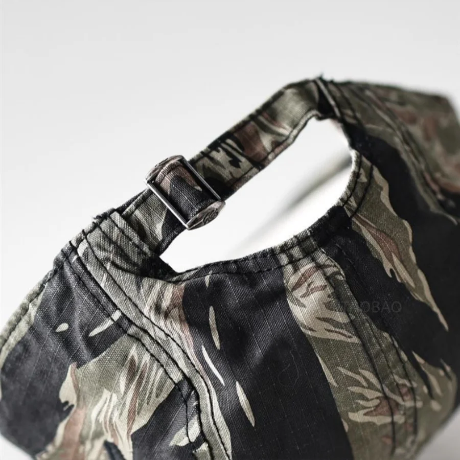 Tiger Print Camouflage Quick-Drying Five-Panel Cap for Men, Short-Brimmed Baseball Cap, Lightweight Breathable Sunshade Workwear Hat for Outdoor Activities, Hiking, Cycling, Fishing, Camping, Sun Protection Hat, Available in Multiple Colors