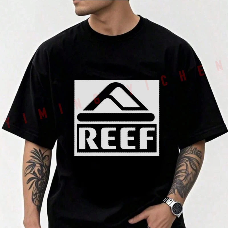 

2026 Cotton Casual T-shirt REEF Minimalist Mountain Graphic Motorcycle Tshirt Mens Summer Cycling Sportswear Tops Tee