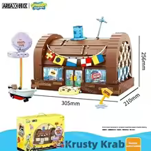 Spongebob building block cartoon Krusty Krab creative restaurant scene model Patrick Star assembly toy children's birthday gift - AliExpress 
