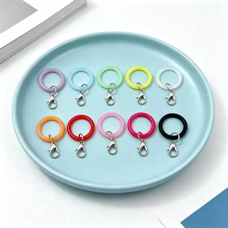 10pcs O-Shaped Silicone Keyring Flexible Rubber O Rings Keychain Connectors DIY Jewelry Bag Charm Making Small Accessory