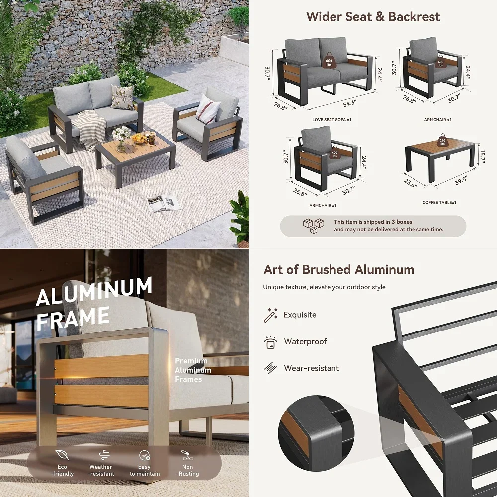 

Patio Conversation Sets, Outdoor Sectional Sofa with Ottoman, Modular Wicker Furniture for Backyard, Garden