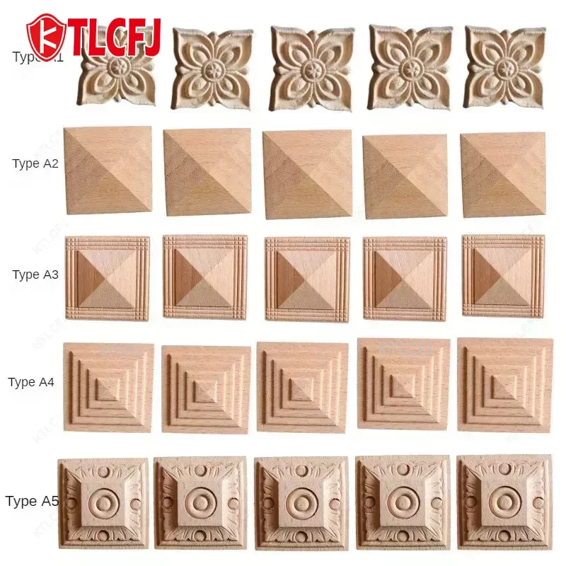 KTLCFJ Frame for Home Furniture Wall Cabinet Door Decor Craft Vintage Unpainted Wood Carved Decal Corner Onlay Applique