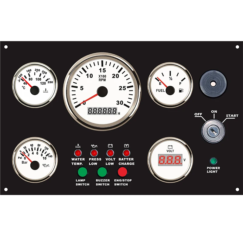 Dashboard Upgrade Kit 300*190mm 12V Combination Panel Gauge Cluster Includes Water Temperature, Oil Pressure, Voltage, Fuel Leve