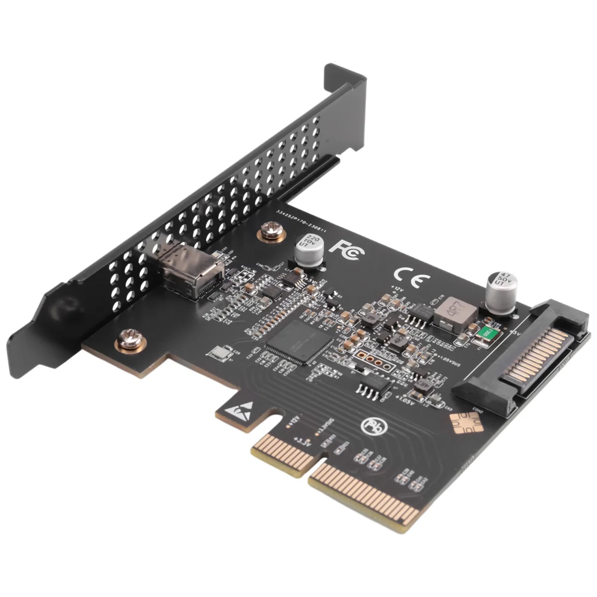 IOCREST USB 3.2 PCI Express Expansion Card PCI-E 4X to USB3.2 Gen2 X2 Type-C 20Gbps SATA Powered ASMedia ASM3242