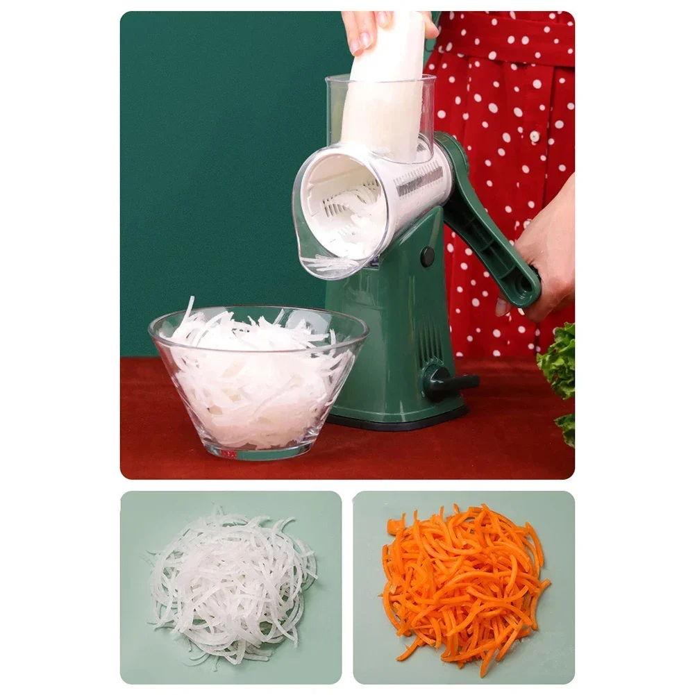 For Kitchen Use Efficient Vegetable Slicer Drum Vegetable Slicer Space-Saving Sturdy Suction Base-Degree Roller