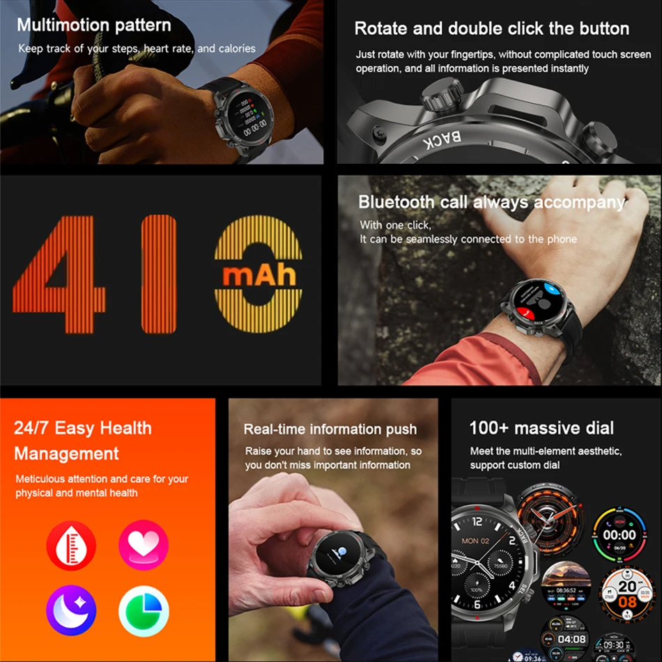 Reloj inteligente deportivo para hombre, pulsera con pantalla HD de 1,53 pulgadas, Bluetooth, llamadas, 410 MAh, resistente al agua, ritmo cardíaco,