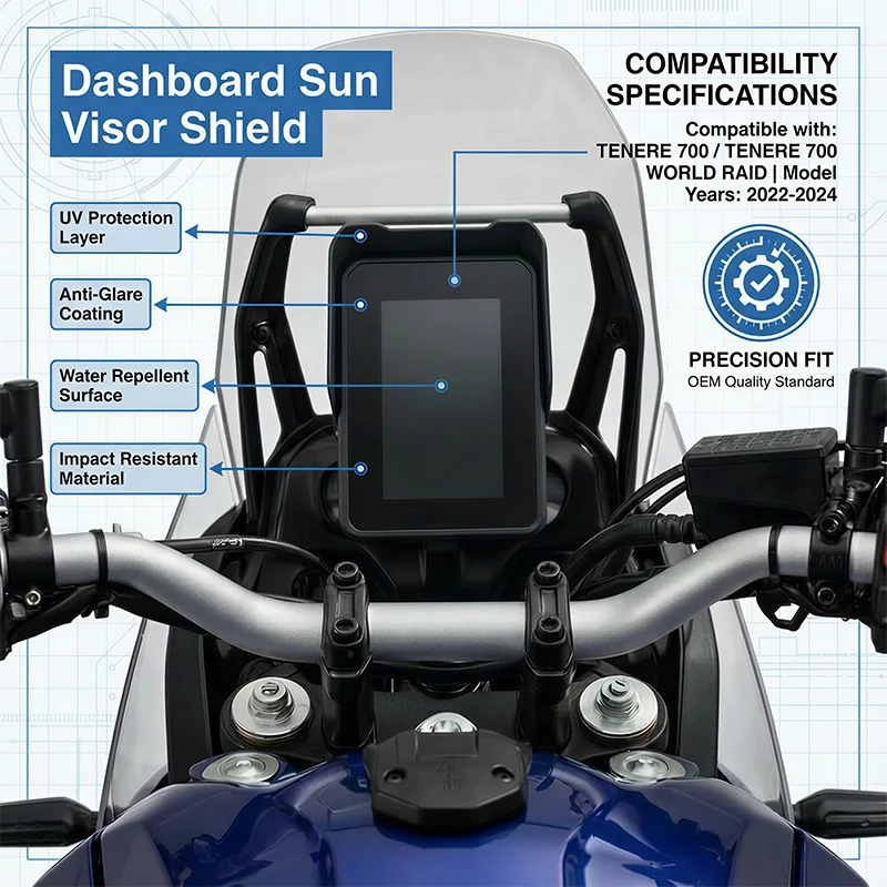 Motorcycle Sun Visor Speedometer Instrument Display Sun Visor Cover For TENERE700 WORLD RAID TENERE 700 2022 2023 2024 Tenere