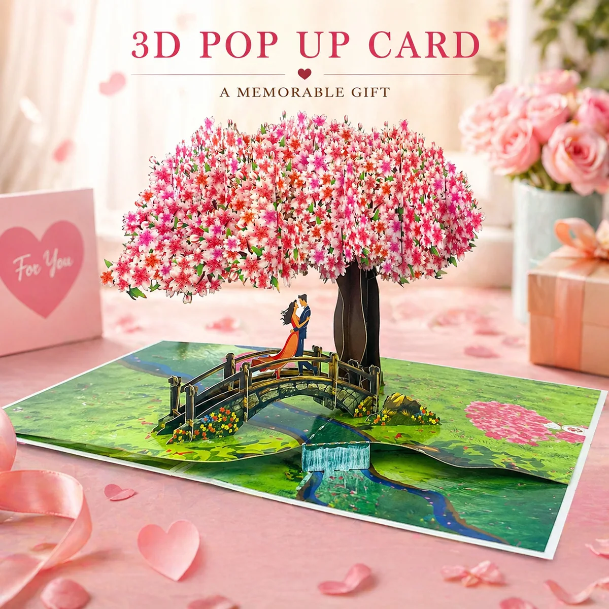 3D-Grußkarten mit Pop-Up-Blumen, Hochzeitskarte, Jahrestag, Erntedankfest, Valentinstag, Geburtstag, Geschenk, Dankeskarte, handgefertigte Karten