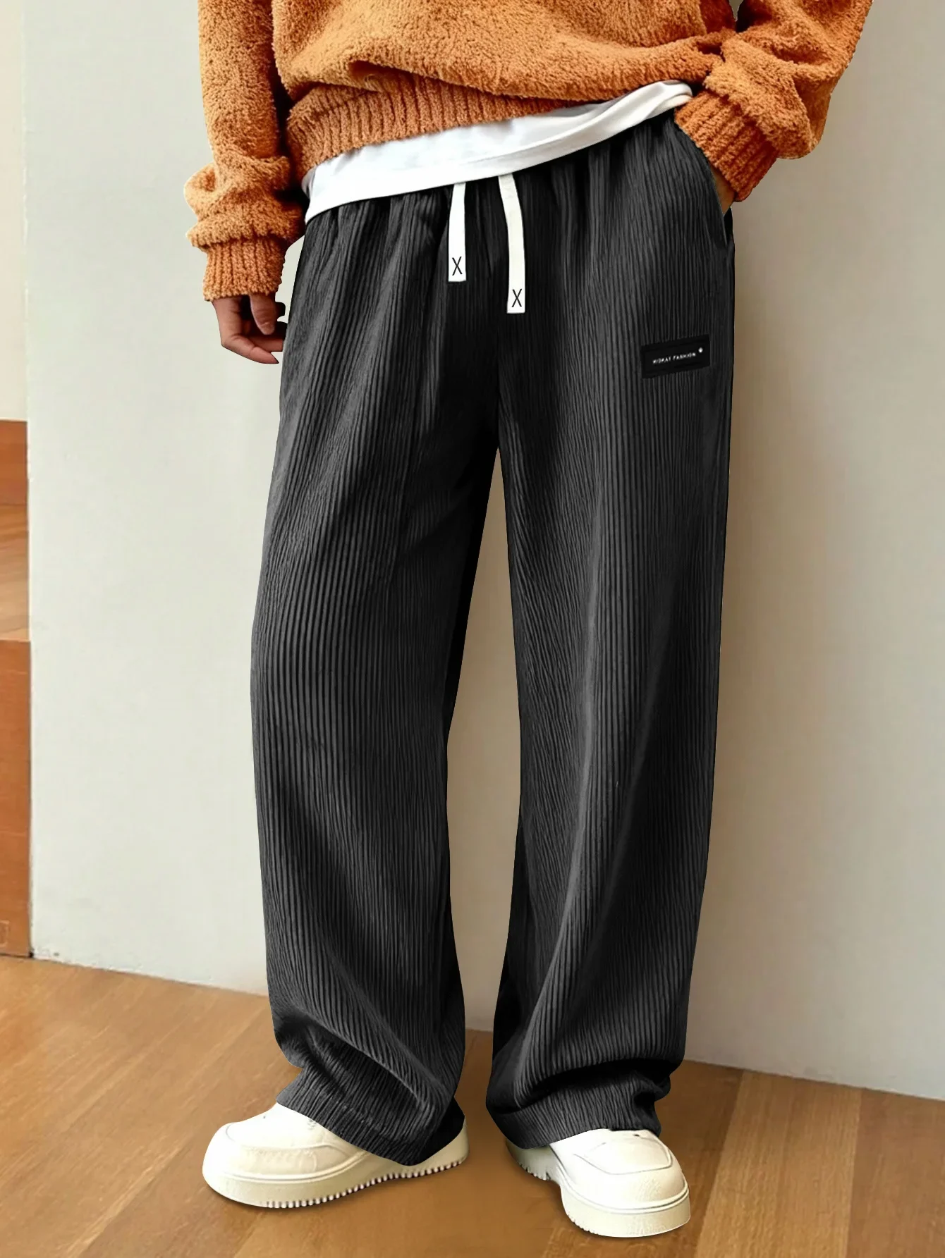 

Men'S Corduroy Casual Pants | Solid Color with Drawstring, Comfortable and Breathable, Regular Fit, Perfect for Daily Wear