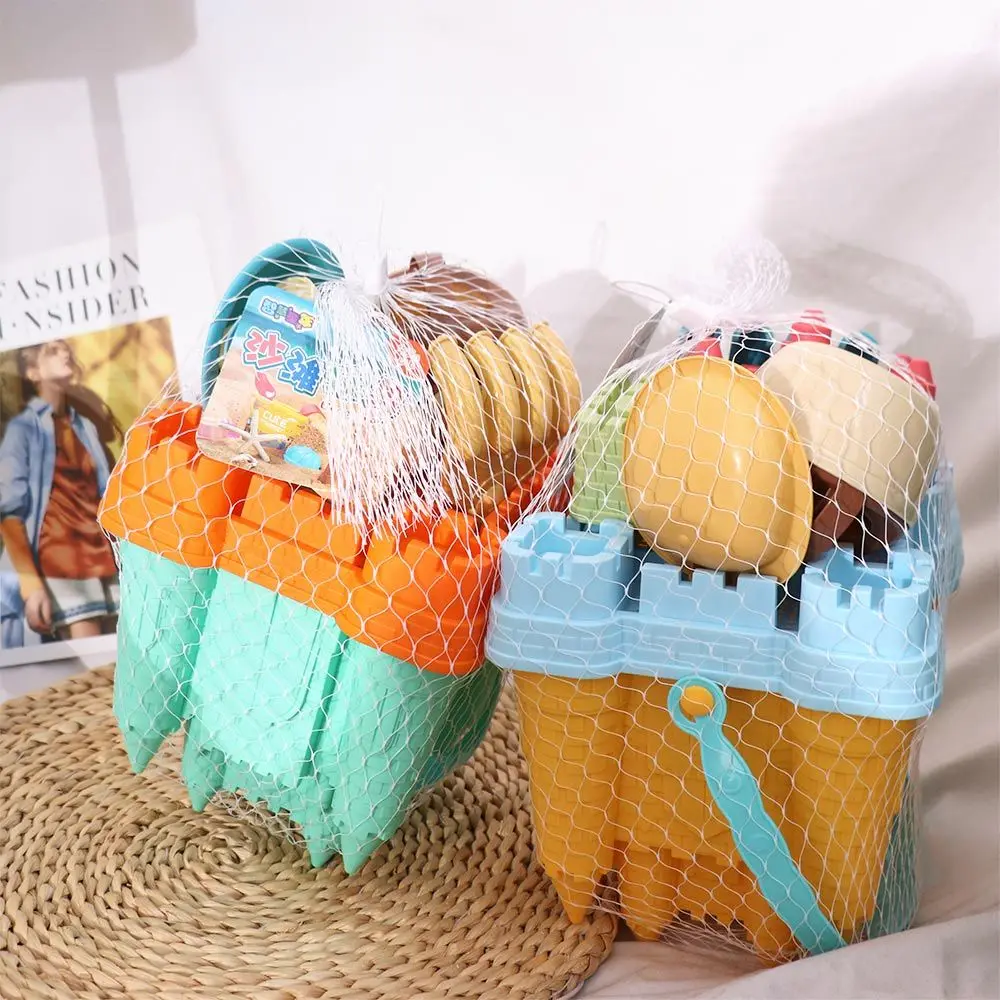 Brinquedos de verão praia areia brinquedos conjunto amarelo plástico castelo areia molde brinquedo diversão praia acessórios castelo balde jogar areia conjunto