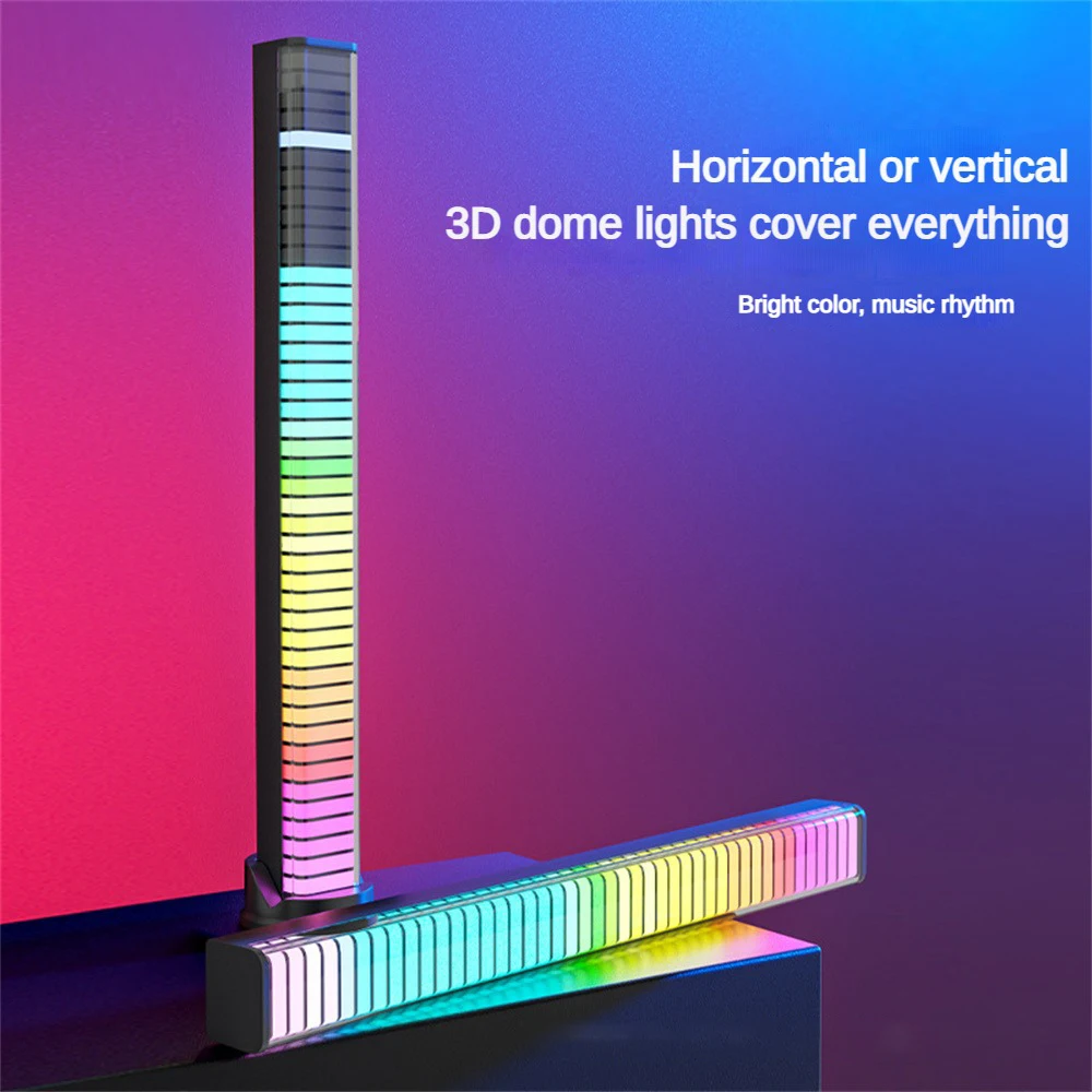 Desktop Atmosphere Light LED RGB Voice-Controlled Computer Car Spectrum Music Rhythm Lights Cool 3D Pickup Safer Night Lights