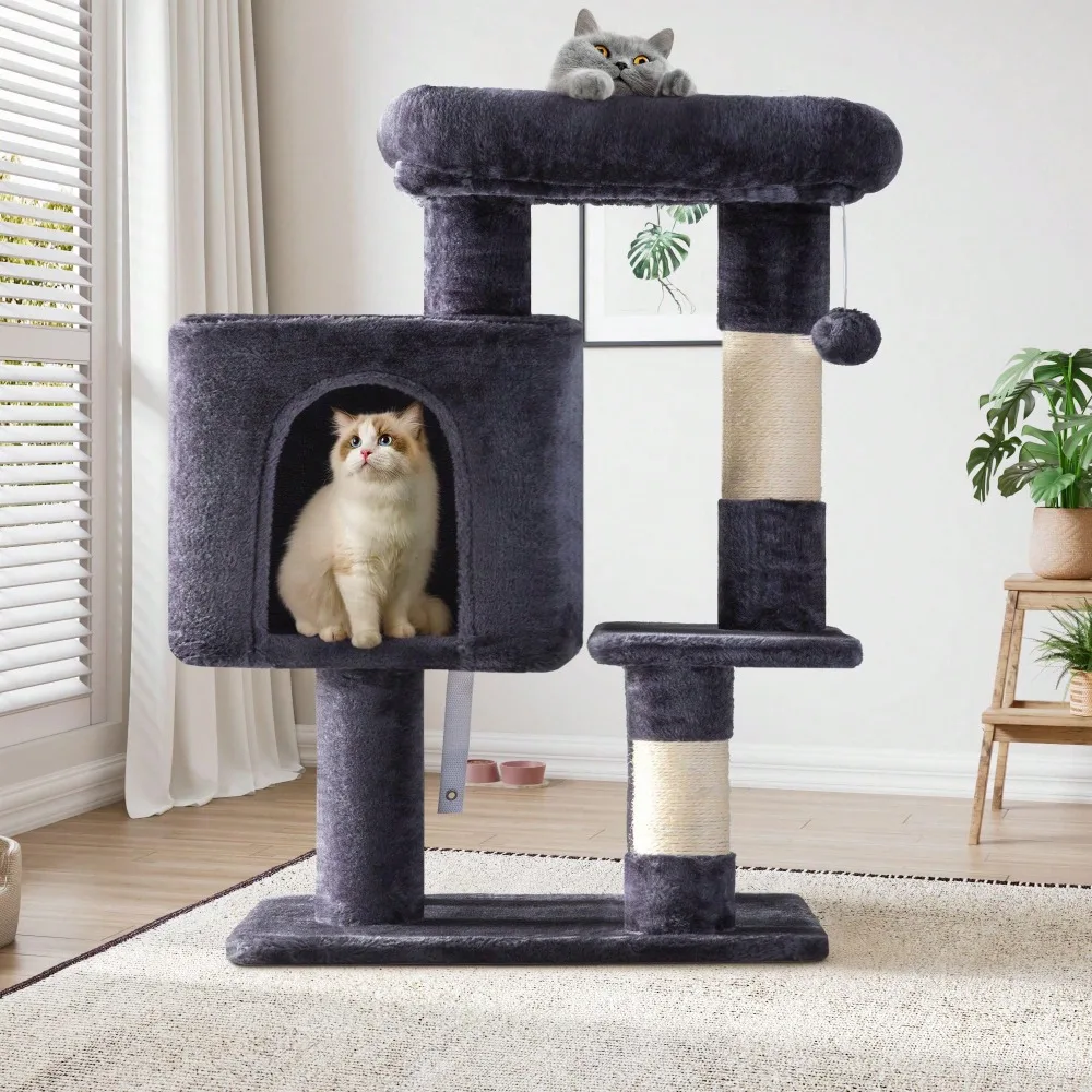 

29in Cat Tree For Indoor Cats,With Large Perch, Cozy Condo, Playful Toy Balls, Sisal Scratching Posts, Multi-Level Cat Tower