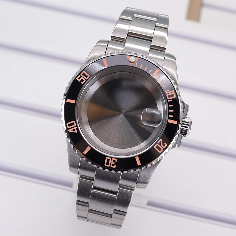 Silver 40MM NH35 Case Stainless steel Sapphire glas For NH35 NH36 4R36 8215 2824 Movement 28.5mm dial gmt Submariner Watch Parts