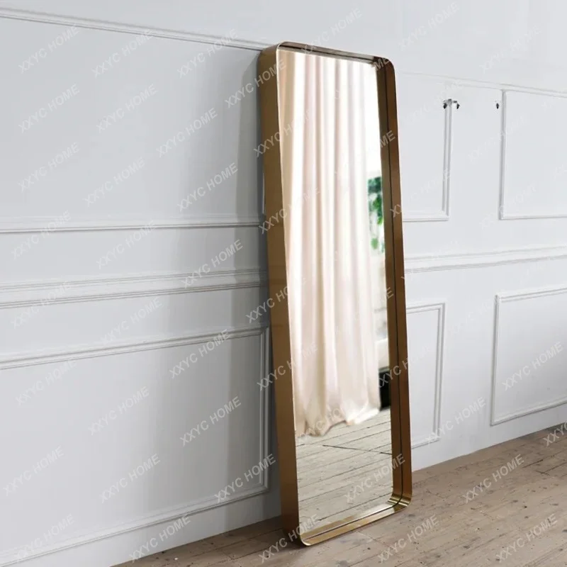 HH Square Mirror Simple Modern Stainless Steel Fitting And Dressing Floor Mirror Wall-mounted Decorative Mirror