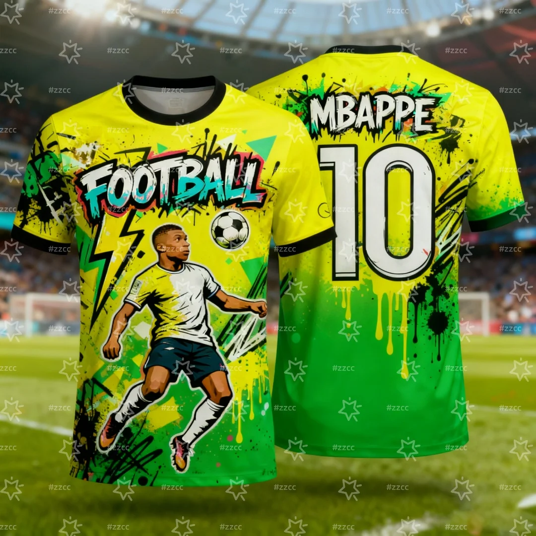 

Футбольный трикотаж Mbappe, тренировочный костюм для соревнований по граффити, осенняя спортивная мужская футболка Dry Quick, детская одежда, футболка Y2k