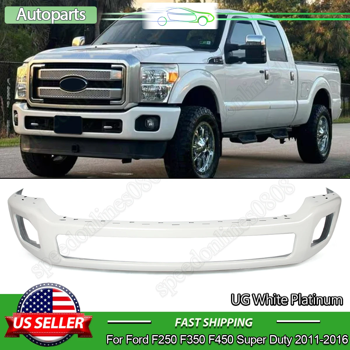 Front Bumper w/Fog Lights Hole Crash-Proof Bumper Face Bar Front Surround Body Kit For 2011-2016 Ford F250 F350 F450 Super Duty