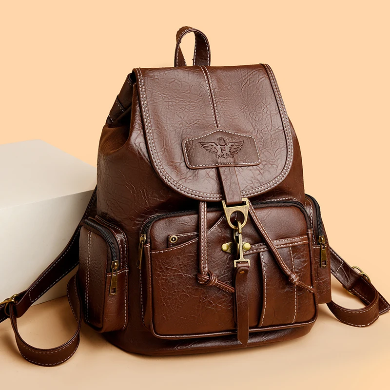 Damski Plecak Skórzany Szkolny Torba na Książki dla Dziewcząt Plecak Duża Pojemność Designerski Plecak Podróżny Mochilas