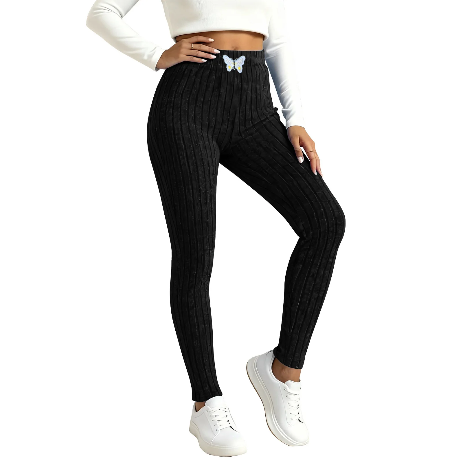 سراويل يوجا رياضية بدون خياطة للنساء سراويل يوجا متماسكة ملابس خروج غير رسمية عالية الخصر مستقيمة وناعمة للنساء Skoarni #2