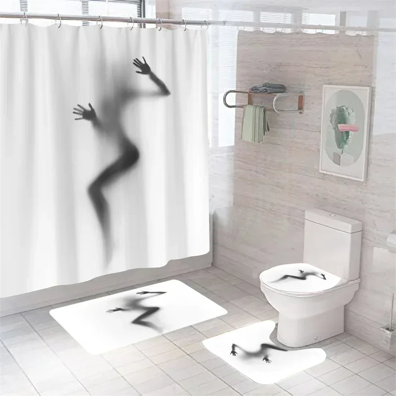 Women Shadow Shower Curtain Set Sexy Girl Portrait Bathroom Curtains  for Home Decorations Creative Design  Decor