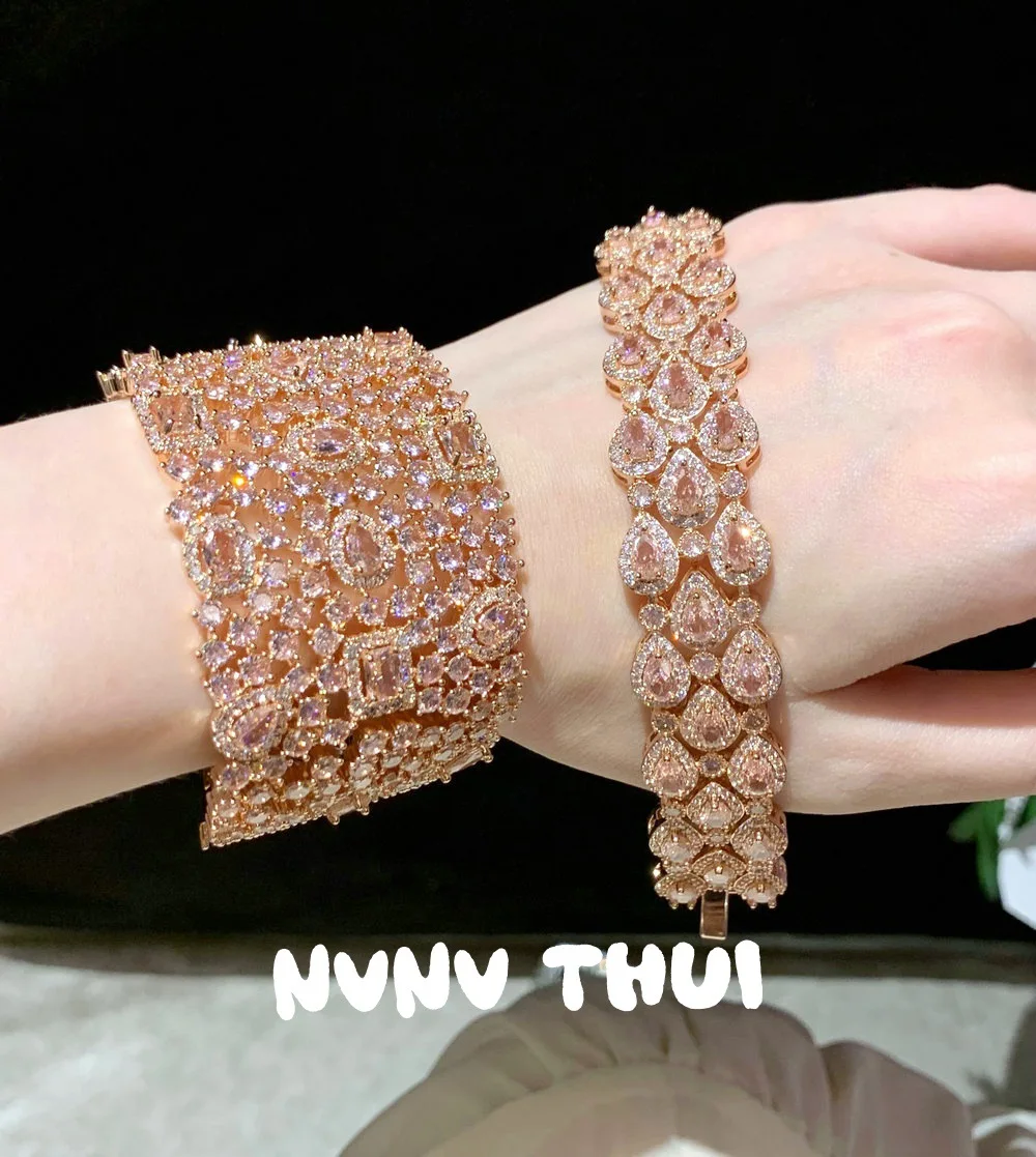 

Оригинальные ювелирные изделия, великолепный широкий открытый браслет в стиле ретро с драгоценными камнями, банкетный браслет Haute Couture с квадратным бриллиантом и каплями воды